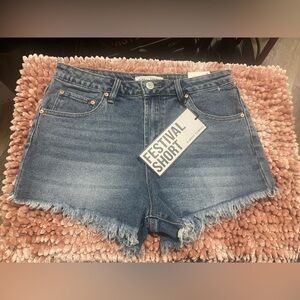 Almost Famous Blue Denim Festival Jean Shorts